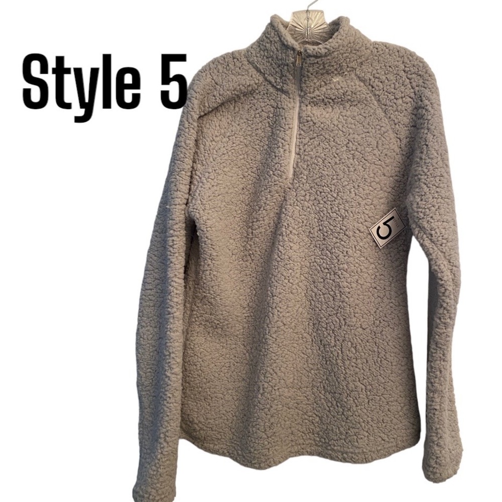 Style 5 Pullover Soft Fuzzy Gray Sweater 1/4 zip XL NWT